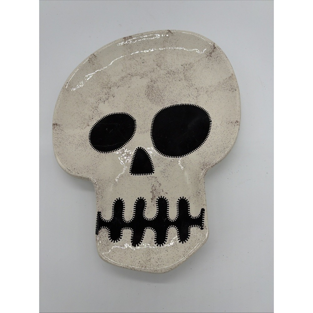 Mudpie Skeleton Skull Plate 11" X 8.5